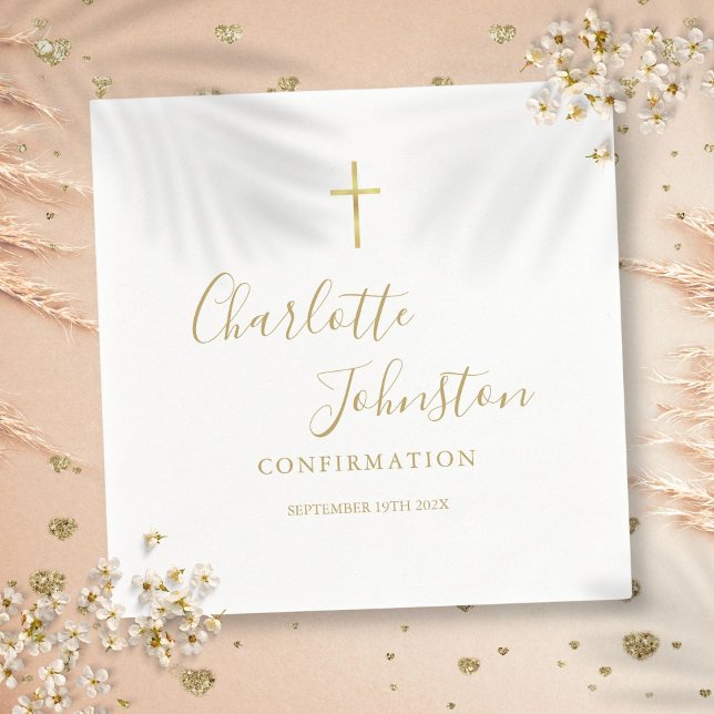 Serviette En Papier Confirmation du script de signature doré moderne (Modern Golden Signature Script Confirmation Napkins)