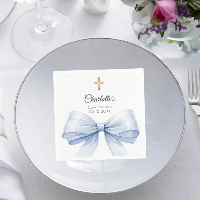 Serviette En Papier Confirmation light blue bow cross (Créateur téléchargé)