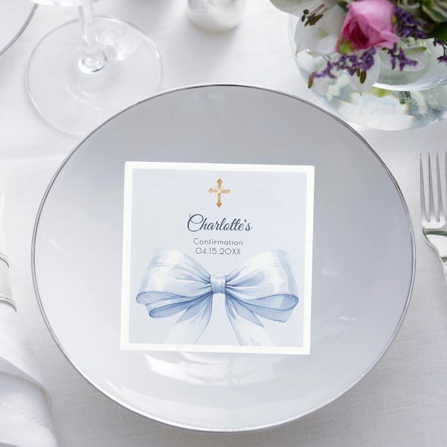 Serviette En Papier Confirmation light blue bow cross girl (Créateur téléchargé)
