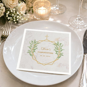 Serviette En Papier Confirmation Végétal Botanique Géométrique Or
