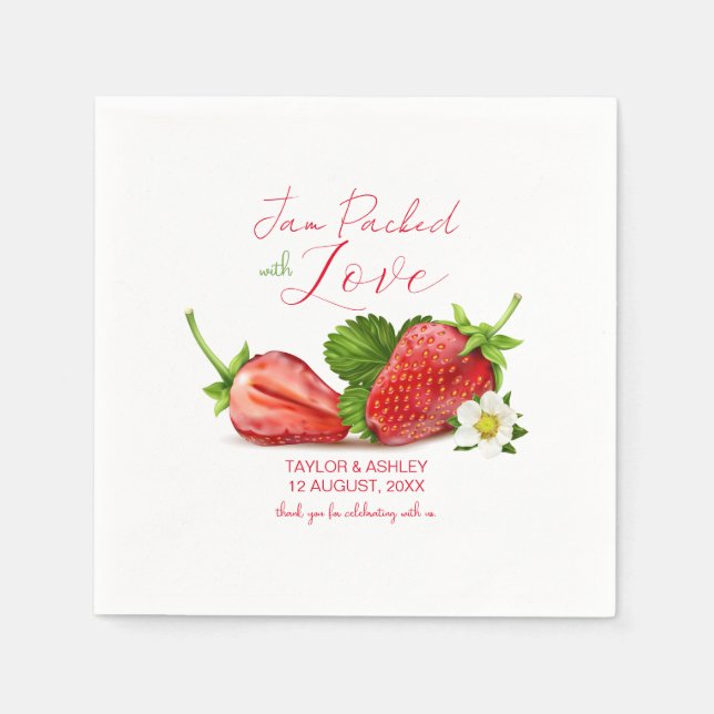 Serviette En Papier Confiture emballée avec de l'amour fraise | MARIAG (Devant)