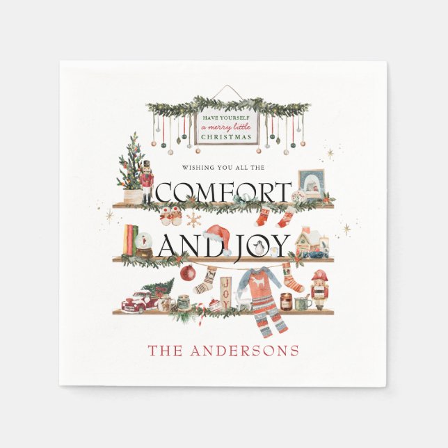 Serviette En Papier Confort et joie | Joyeuse petite fête de Noël (Devant)