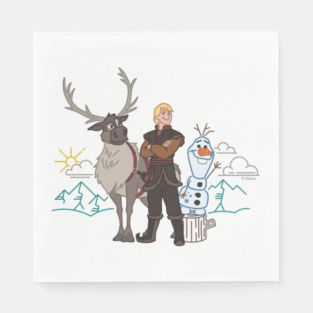 Serviette En Papier Congelé 2 | Sven, Kristoff & Olaf (Devant)