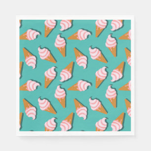 Serviette En Papier Congés gaufres crème glacée et motif de yaourt con