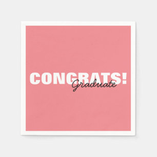 Serviette En Papier Congrats de la typographie rose moderne diplômés