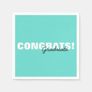 Serviette En Papier Congrats Modernes Aqua Blue Typographie