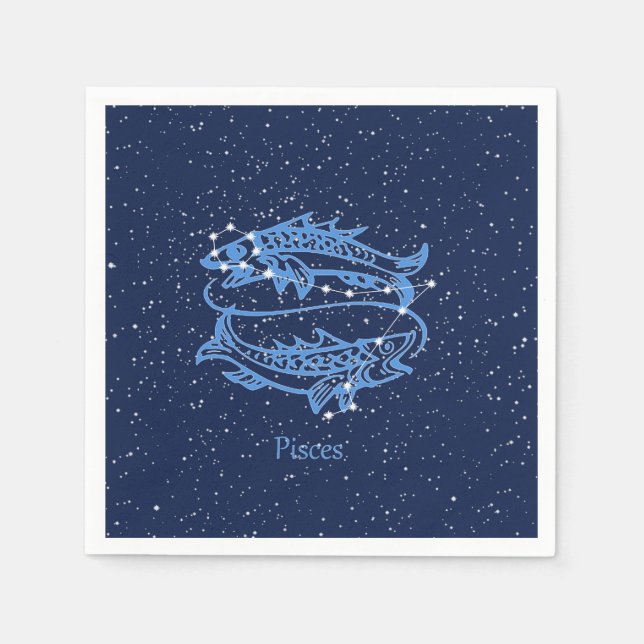 Serviette En Papier Constellation de Poissons et signe de zodiaque (Devant)