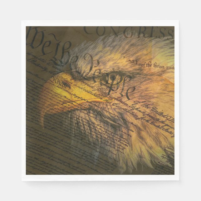 Serviette En Papier Constitution Avec Aigle Bald (Devant)
