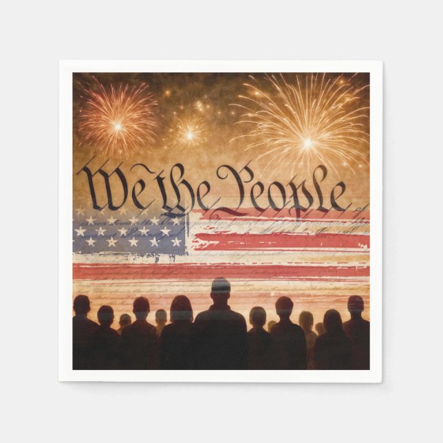 Serviette En Papier Constitution des États-Unis avec feux d'artifice e (Devant)