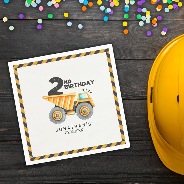 Serviette En Papier Construction Birthday Boy 2nd  (Créateur téléchargé)