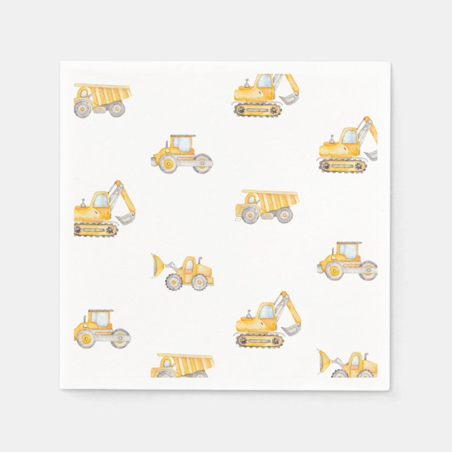 Serviette En Papier Construction Birthday Dump Trucks Birthday (Devant)