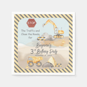 Serviette En Papier Construction Dump Truck Boy 3e fête d'anniversaire