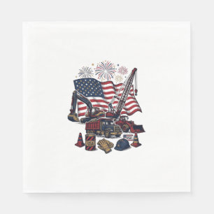 Serviette En Papier Construction Patriotique USA Vintage