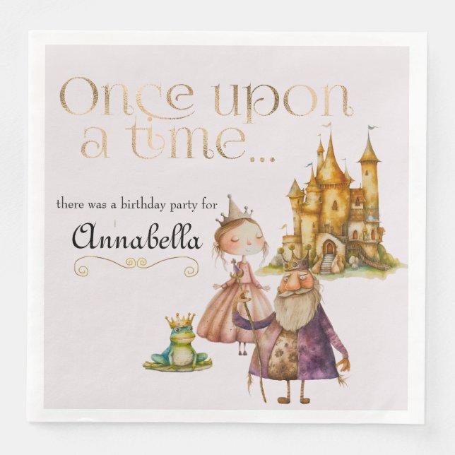 Serviette En Papier Conte de fées pour enfants Princesse et grenouille (Devant)