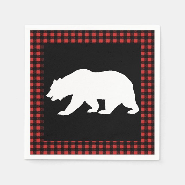 Serviette En Papier Contrôle de l'ours rustique et du bison effectué (Devant)