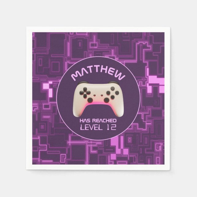 Serviette En Papier Contrôleur de jeu vidéo violet et blanc (Devant)