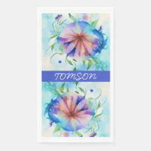 convolvulse rose bleu, aquarelle