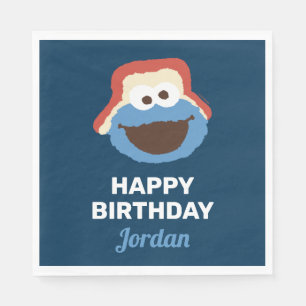 Serviette En Papier Cookie Monster Woodland Face   Anniversaire