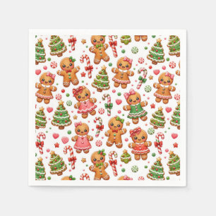 Serviette En Papier Cookies de Noël au gingembre et cannes de bonbons
