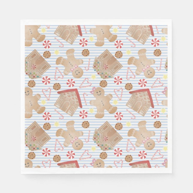 Serviette En Papier Cookies de Noël avec Plaques en papier Bleu (Devant)