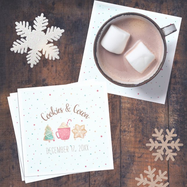 Serviette En Papier Cookies de Noël+Cocoa Holiday Cookie Swap Blue (Christmas Cookies+Cocoa Holiday Cookie Swap Blue Napkins
)