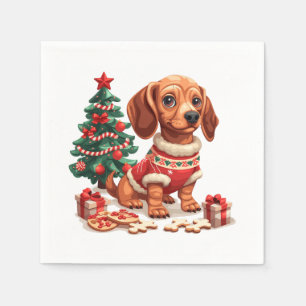 Serviette En Papier Cookies de Noël Dachshund Dog Holiday