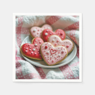 Serviette En Papier Cookies en forme de coeur de la Saint-Valentin