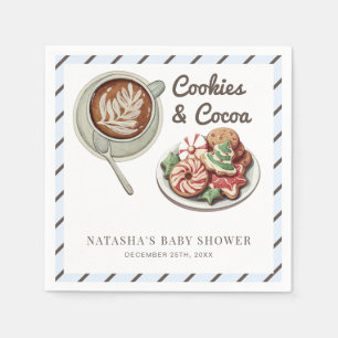 Serviette En Papier Cookies et cacao Baby shower garçon Bleu Chaud