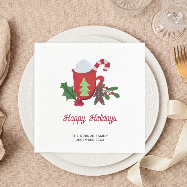 Serviette En Papier Cookies et cacao Noël Fêtes sur mesure Cute (Créateur téléchargé)