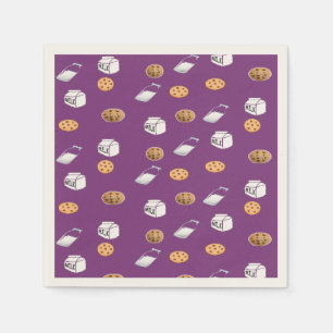 Serviette En Papier Cookies et lait sur violet