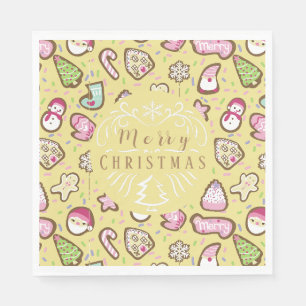 Serviette En Papier Cookies Noël Jaune