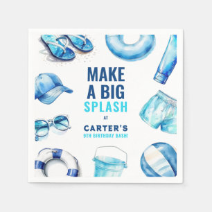 Serviette En Papier Cool Blue Pool Party Summer Boys Anniversaire