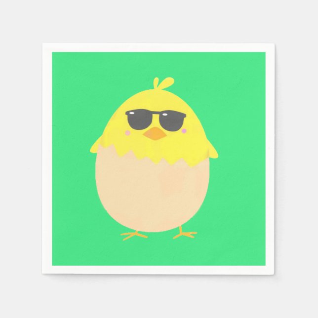 Serviette En Papier Cool Chick funky Pâques jaune poussin (Devant)