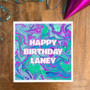 Serviette En Papier Cool Custom Aqua Swirl Parties scintillant Fille f