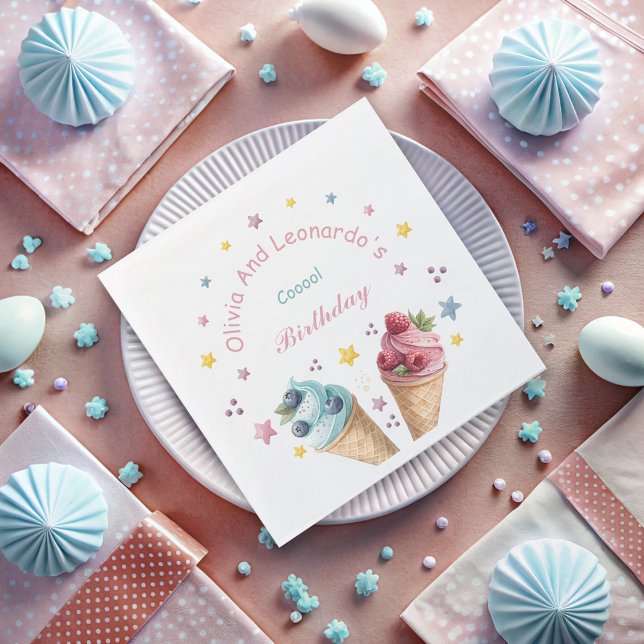 Serviette En Papier Cool de crème glacée fête d'anniversaire (Créateur téléchargé)