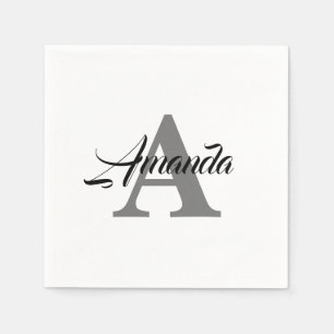 Serviette En Papier Cool de nom personnalisé simple et élégant initial