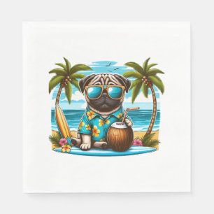 Serviette En Papier Cool Dogzz un carlin cool avec lunettes de soleil 