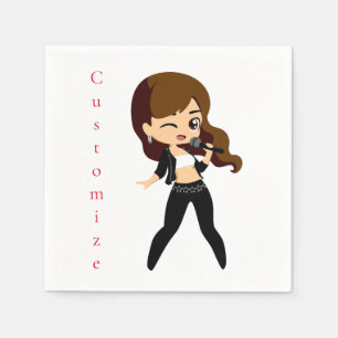 Serviette En Papier Cool fille chante Karaoke Thunder_Cove