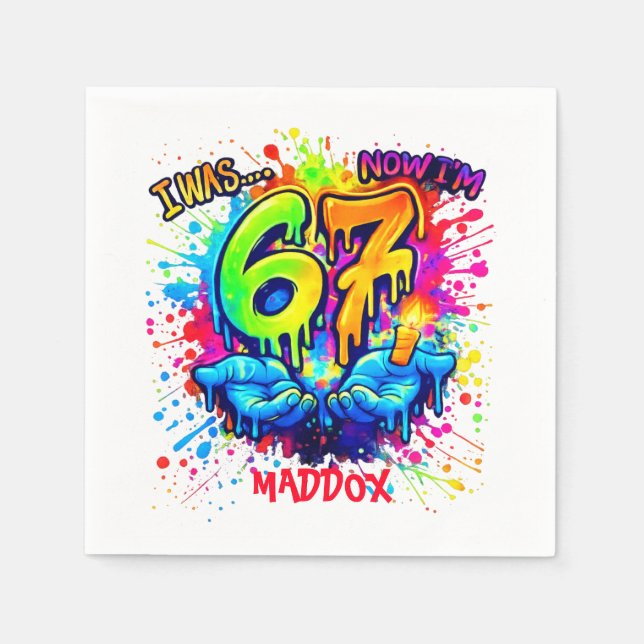 Serviette En Papier Cool Graffiti Splatter 7th Birthday Party (Devant)