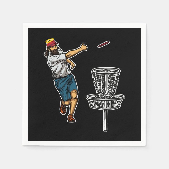 Serviette En Papier Cool Jesus Disk Golf Idée cadeau (Devant)