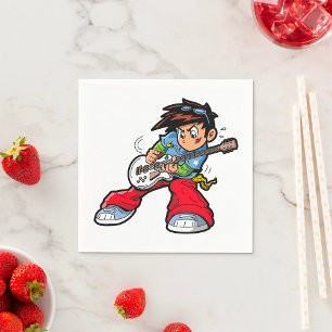 Serviette En Papier Cool Rock Star Guitariste Fun Musicien