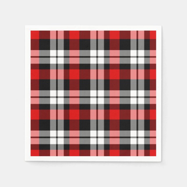Serviette En Papier Cool Rouge Blanc Noir Lumberjack Tartan Motif (Devant)