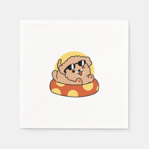 Serviette En Papier Cool Summer Chien Flottant - Jolie Puppy Pool Part