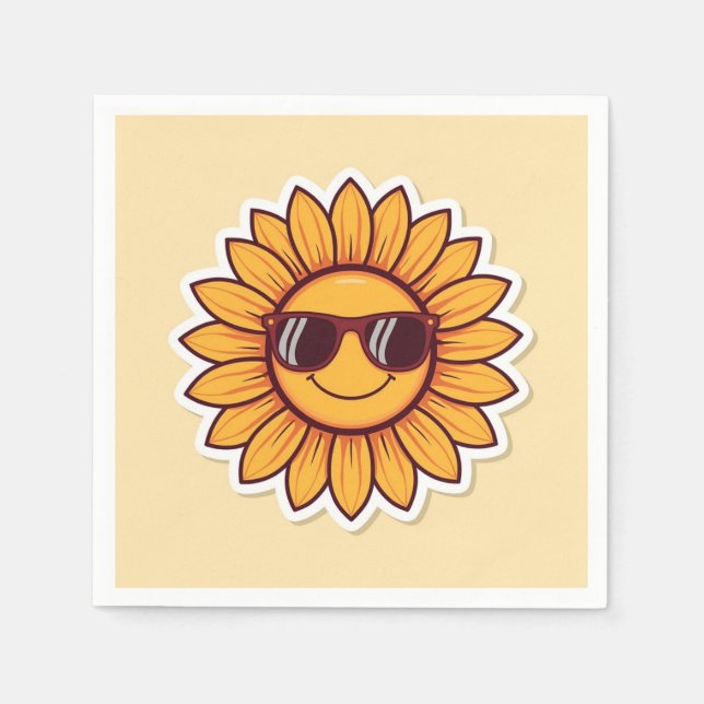 Serviette En Papier Cool Sunflower with Sunglasses (Devant)