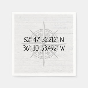 Serviette En Papier Coordonnées de base GPS Compass
