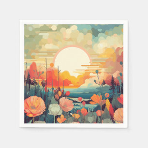 Serviette En Papier Coquelicots et queues de renard Champ de fleurs ab