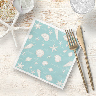 Serviette En Papier Coques Starfish Sun Fun Texte ivoire ID918