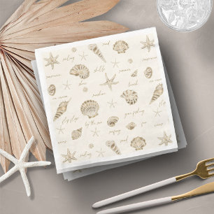 Serviette En Papier Coques Starfish Sun Fun Texte Sandstone ID918