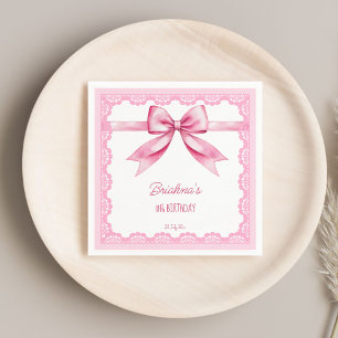 Serviette En Papier Coquette arc rose fête d'anniversaire imprimé