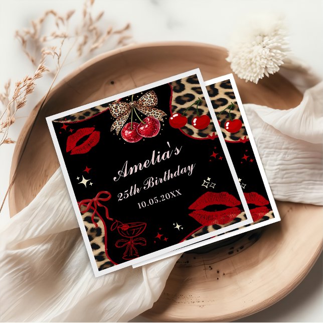 Serviette En Papier Coquette Bow Cheetah Birthday Party Napkins (Créateur téléchargé)